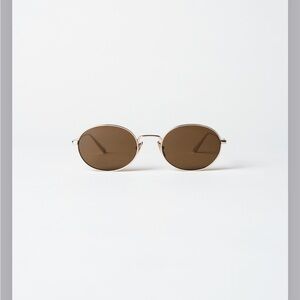 Oval Brown Sunglasses with Gold Frame